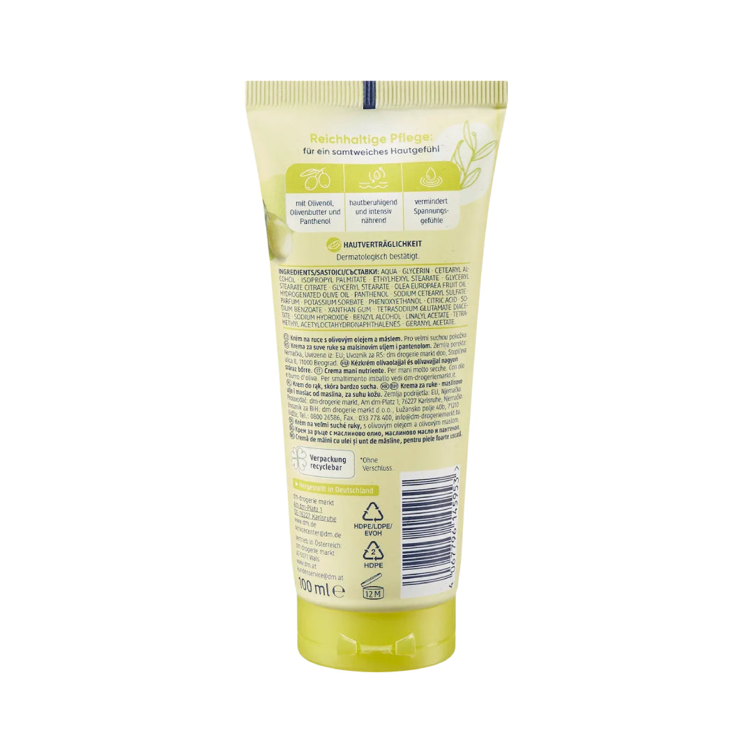 Balea Olive Hand Cream tube on a white background