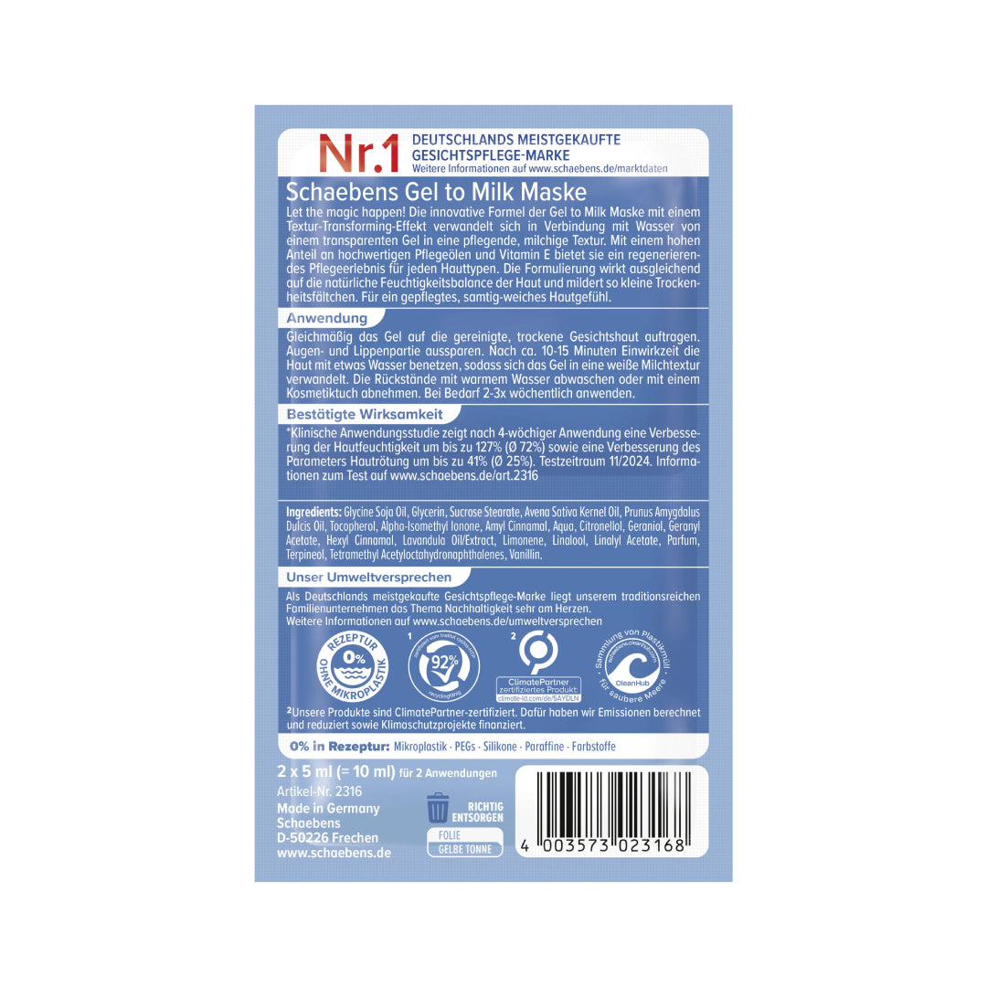 Schaebens Gel to Milk Face Mask 10ml