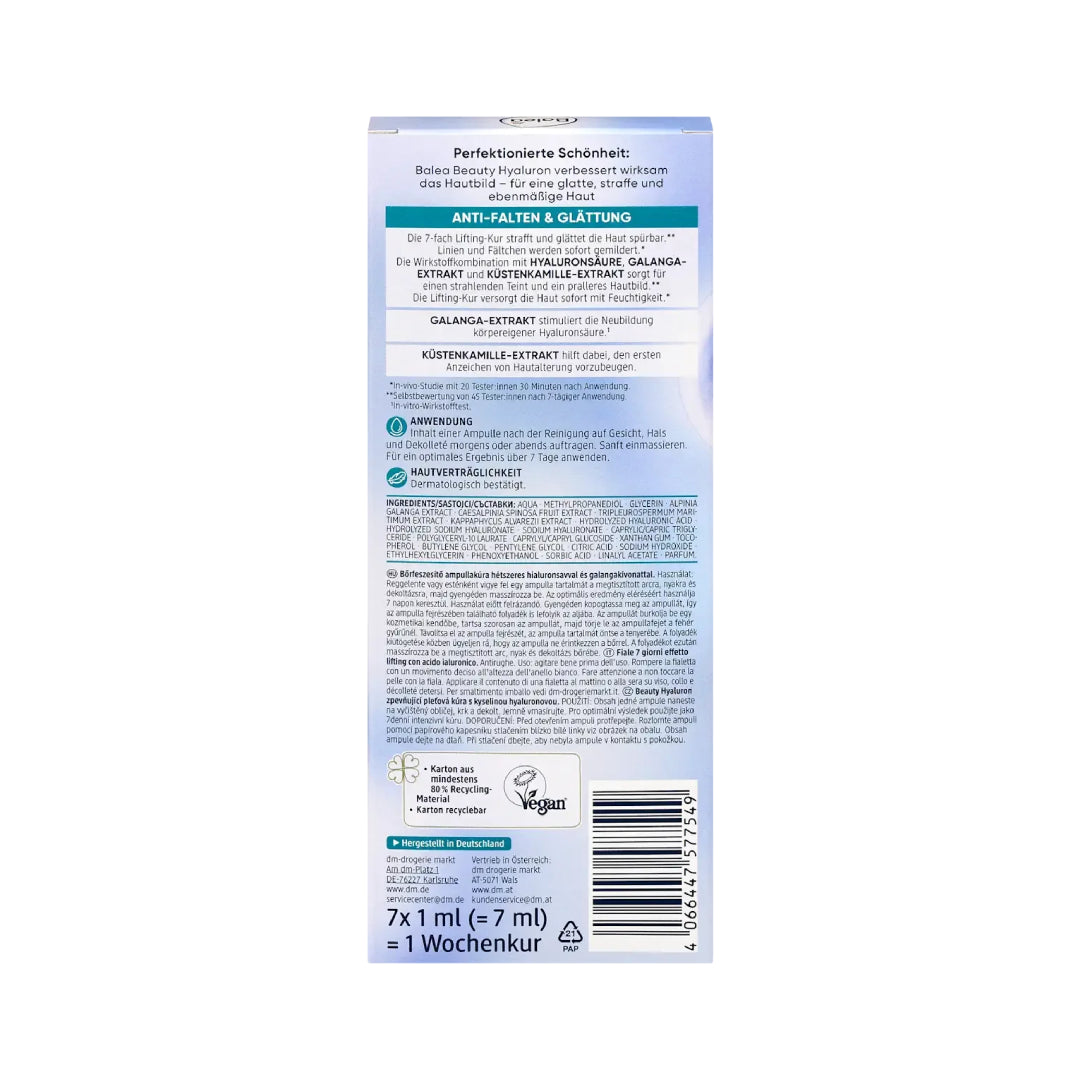 Balea Beauty Hyaluron Lifting Treatment Ampoules 7*1ml