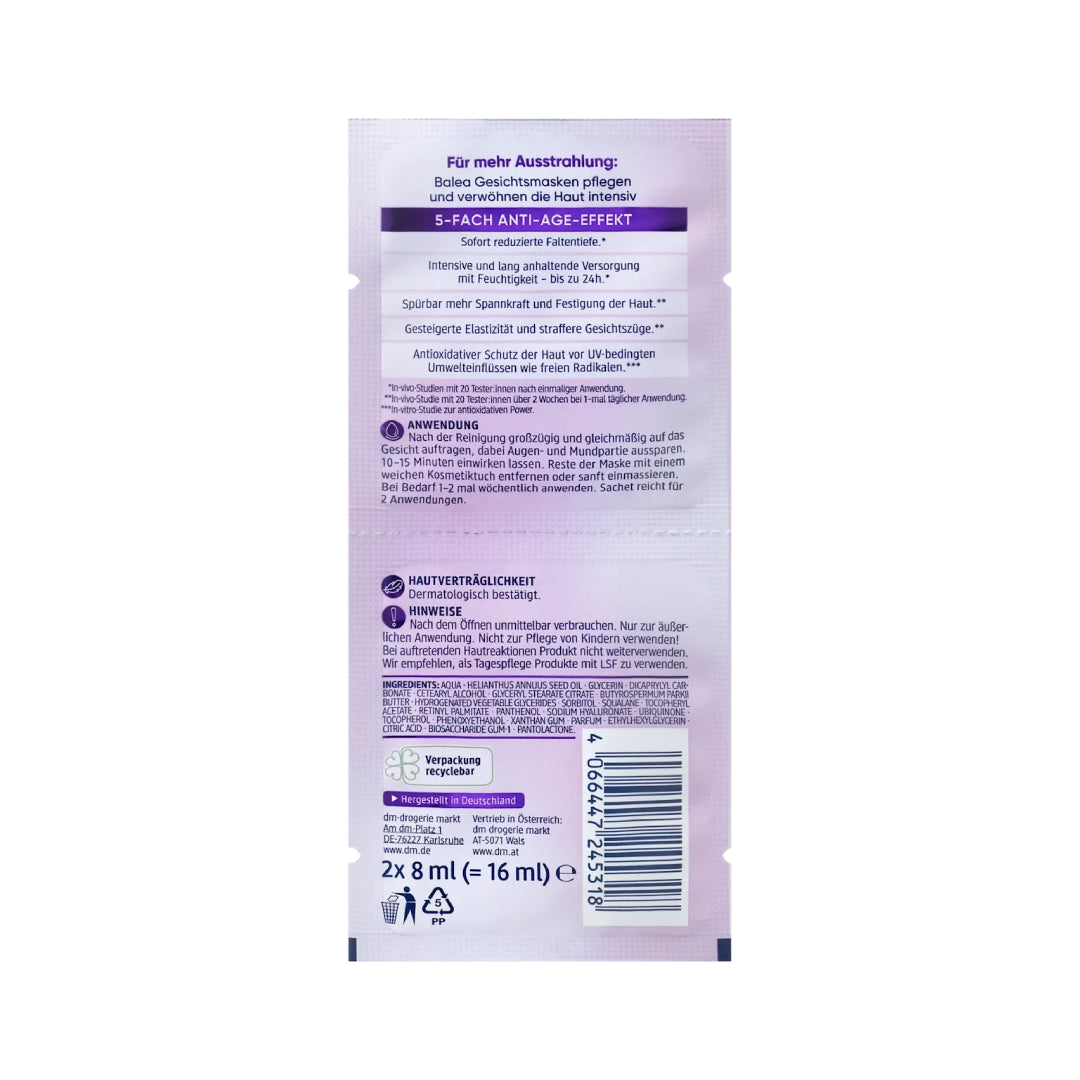 Balea Retinol Face Mask 2x8ml